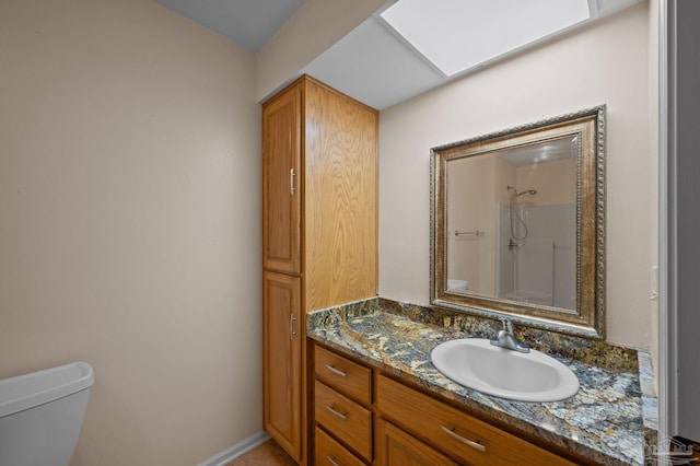 20033 Erin Pond, Seminole, AL 36574 - bathroom with vanity, walk in shower, and toilet