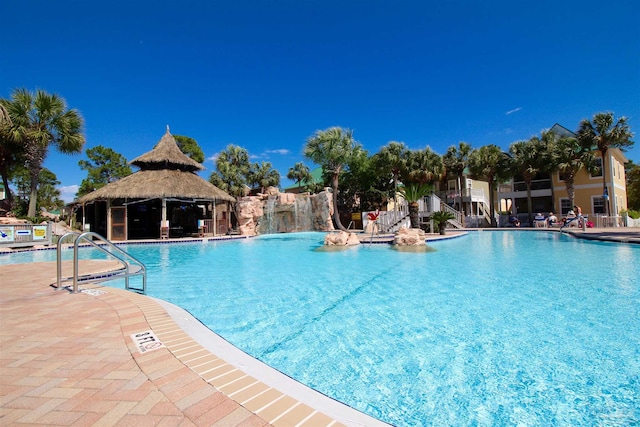 view of pool featuring a gazebo