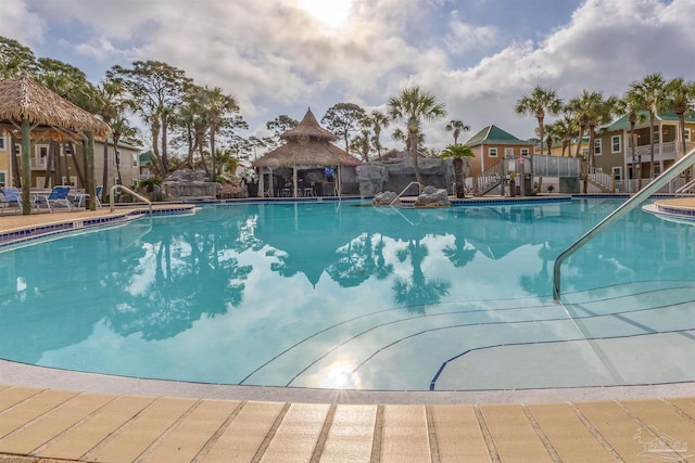 view of pool featuring a gazebo