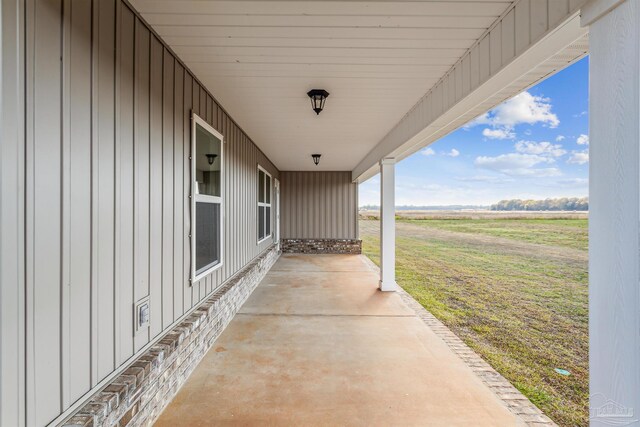 view of patio / terrace with a rural view