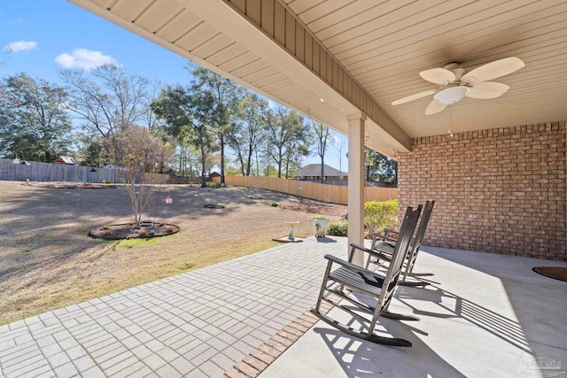 view of patio / terrace featuring ceiling fan