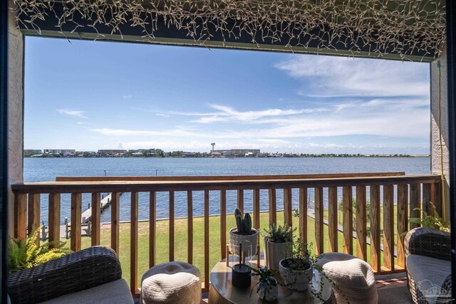 balcony with a water view