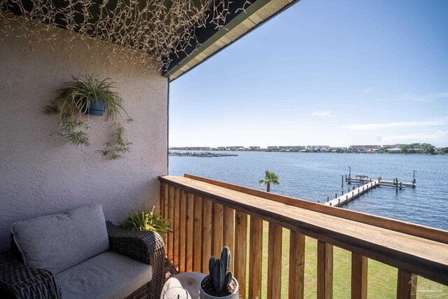 balcony with a water view