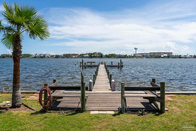 dock area featuring a water view