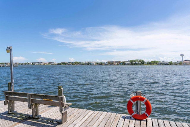 view of dock featuring a water view