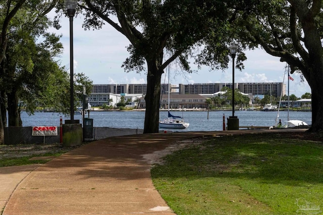 exterior space featuring a water view