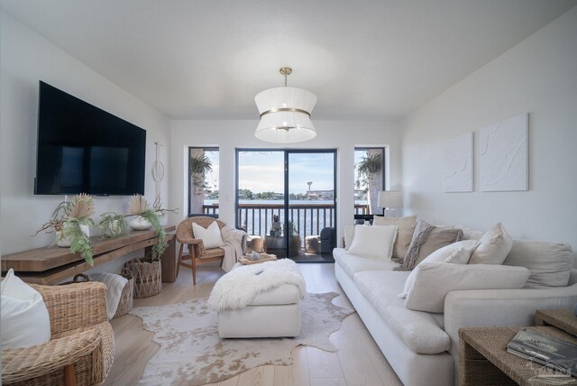 living room with light wood-type flooring