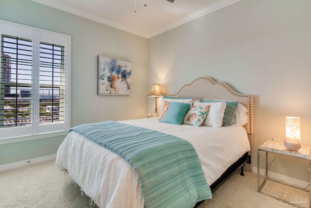 14273 Beach Heather Ct, Pensacola, FL 32507 - bedroom featuring baseboards, ornamental molding, and carpet flooring