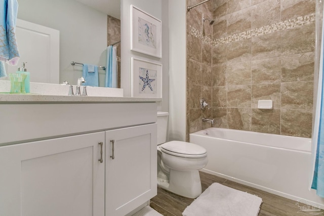 14273 Beach Heather Ct, Pensacola, FL 32507 - bathroom with vanity, toilet, shower / tub combo, and wood finished floors