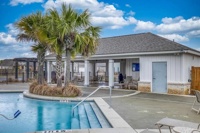 view of pool featuring a patio