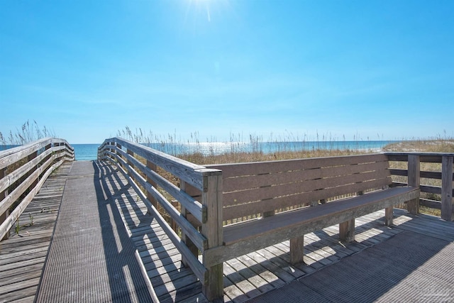 view of community featuring a view of the beach and a water view