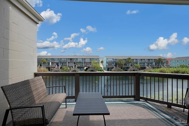 balcony with a water view