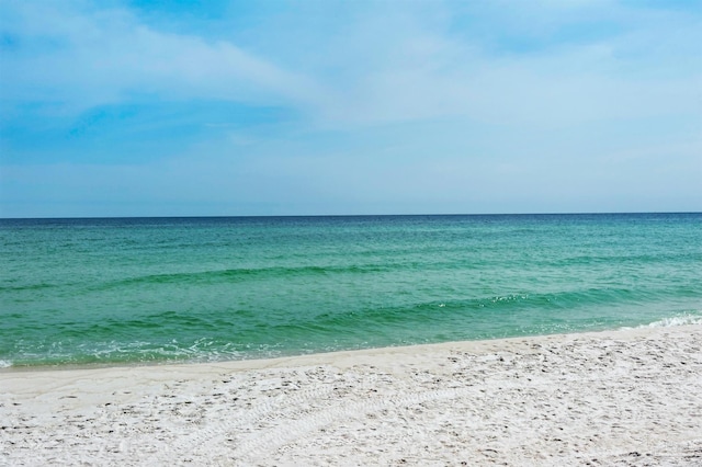 view of water feature with a view of the beach