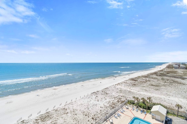 property view of water featuring a view of the beach
