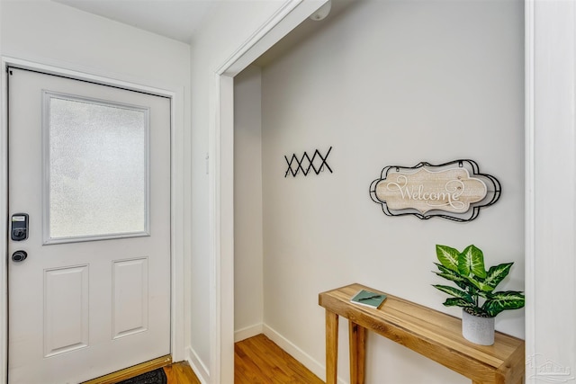 doorway featuring light hardwood / wood-style flooring