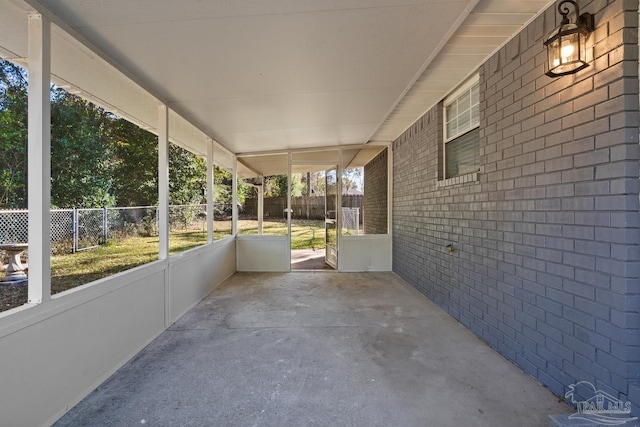 view of unfurnished sunroom