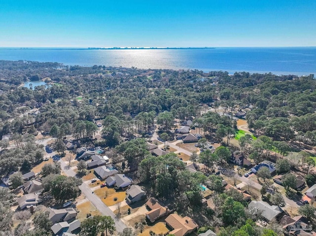 bird's eye view with a water view and a residential view