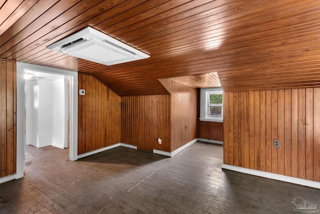 4881 Calvin Dr, Milton, FL 32583 - bonus room featuring wooden ceiling, hardwood / wood-style flooring, wooden walls, and lofted ceiling