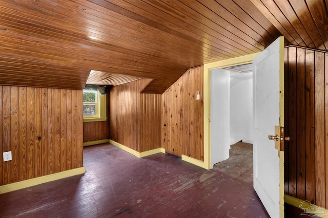 4881 Calvin Dr, Milton, FL 32583 - additional living space featuring wood ceiling, hardwood / wood-style floors, and wooden walls