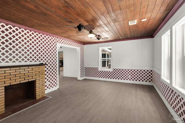 4881 Calvin Dr, Milton, FL 32583 - interior space with a brick fireplace and ceiling fan