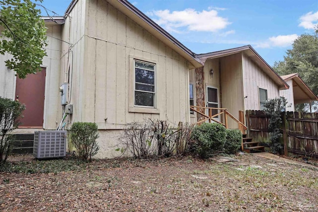 view of property exterior with central air condition unit