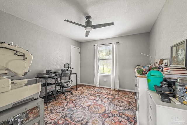 4684 Evelyn St, Pace, FL 32571 - office space with a textured wall, ceiling fan, a textured ceiling, and baseboards