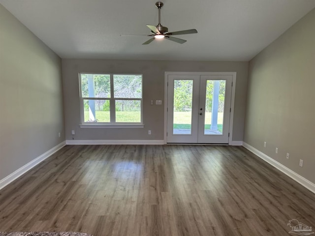 empty room with plenty of natural light and dark hardwood / wood-style flooring