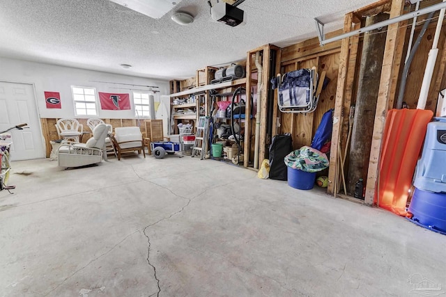 interior space with a garage door opener