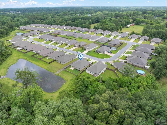 2748 Woodman Loop, Cantonment, FL 32533 - aerial overview of property's location featuring a large body of water, nearby suburban area, and a heavily wooded area