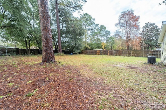 view of yard featuring central AC