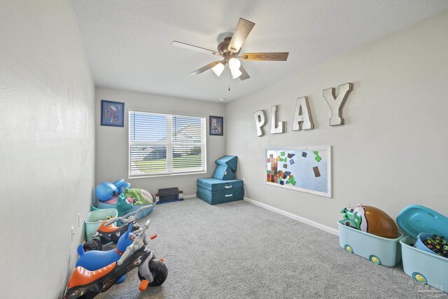 3897 James Stovall St, Pensacola, FL 32526 - rec room featuring a ceiling fan, carpet, and baseboards