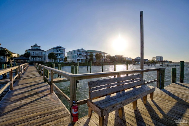 view of dock featuring a water view
