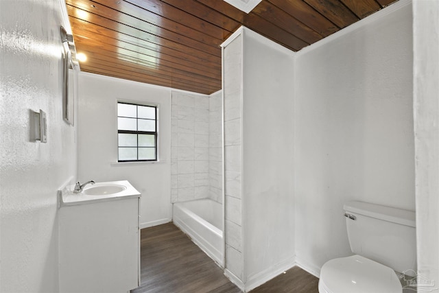204 Chaseville St, Pensacola, FL 32507 - bathroom featuring wooden ceiling, vanity, baseboards, wood finished floors, and toilet