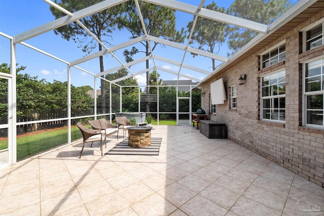 4282 Walden Way, Gulf Breeze, FL 32563 - view of patio featuring glass enclosure, a fire pit, and grilling area