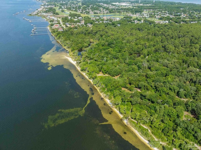 4282 Walden Way, Gulf Breeze, FL 32563 - aerial overview of property's location with a nearby body of water and a heavily wooded area
