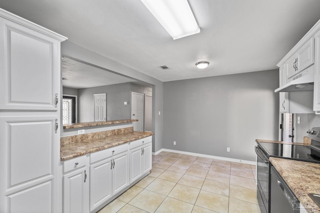 333 Western Pine Rd, Cantonment, FL 32533 - kitchen featuring white cabinets, light tile patterned flooring, electric range, and under cabinet range hood