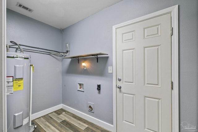 333 Western Pine Rd, Cantonment, FL 32533 - laundry area featuring laundry area, wood finished floors, visible vents, hookup for an electric dryer, and electric water heater