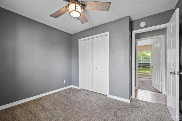 333 Western Pine Rd, Cantonment, FL 32533 - unfurnished bedroom featuring a ceiling fan, baseboards, carpet floors, and a closet