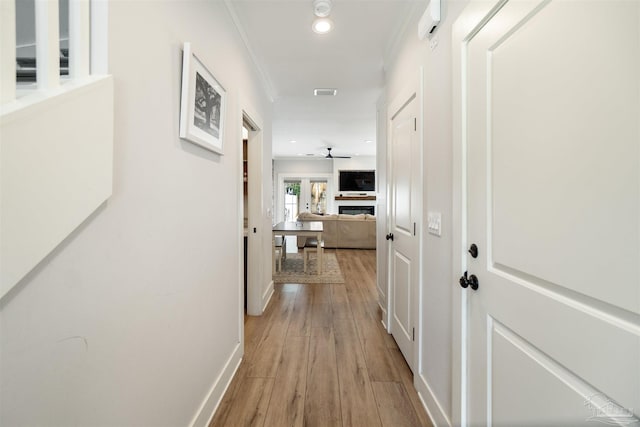 2550 N 11th Ave, Pensacola, FL 32503 - hall with light wood-style floors, recessed lighting, ornamental molding, and baseboards
