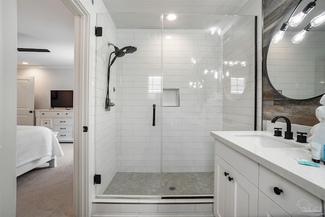 2550 N 11th Ave, Pensacola, FL 32503 - bathroom with ensuite bath, a shower stall, vanity, and recessed lighting