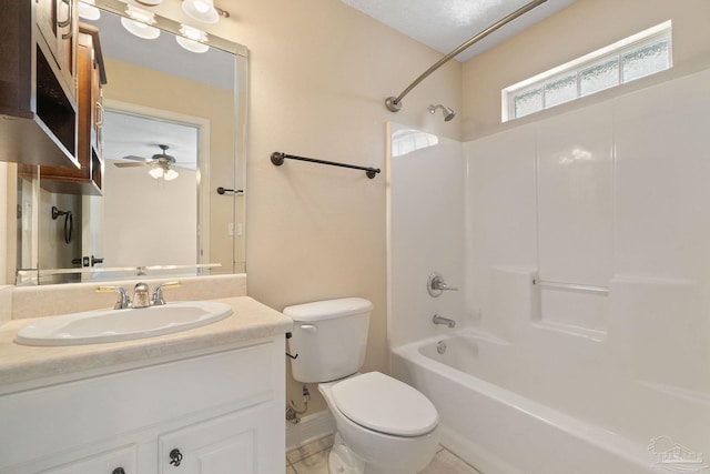 full bathroom with vanity, shower / bathing tub combination, and toilet