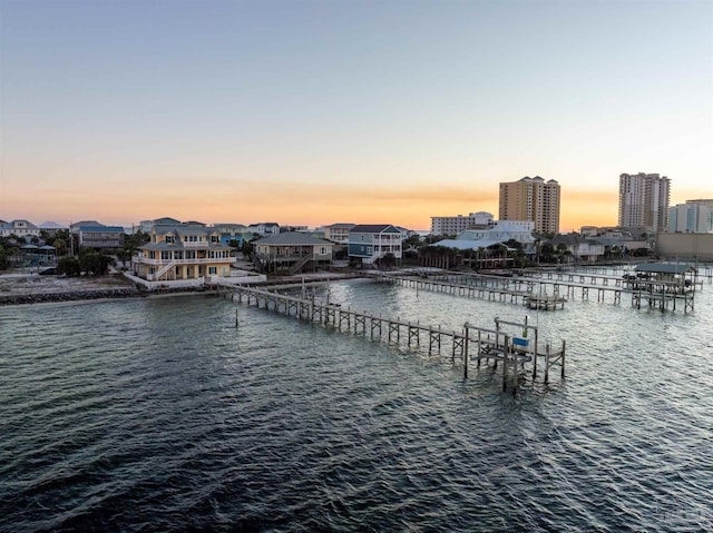 view of dock featuring a water view