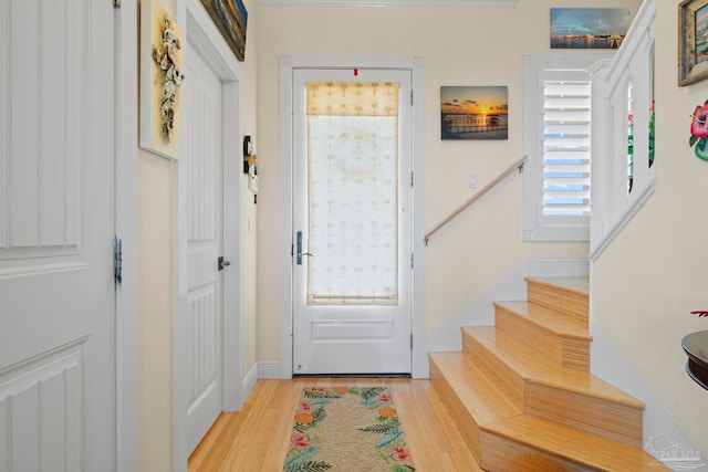 doorway to outside featuring light hardwood / wood-style flooring