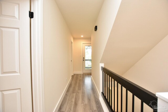 corridor featuring light wood-type flooring