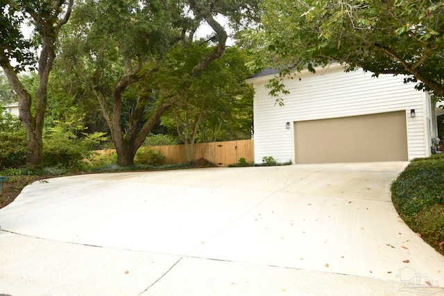 exterior space with a garage