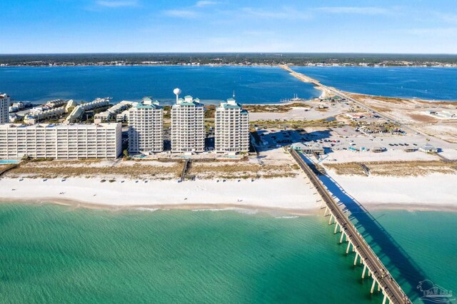 bird's eye view featuring a water view