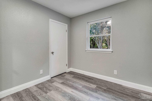 spare room featuring light wood-type flooring