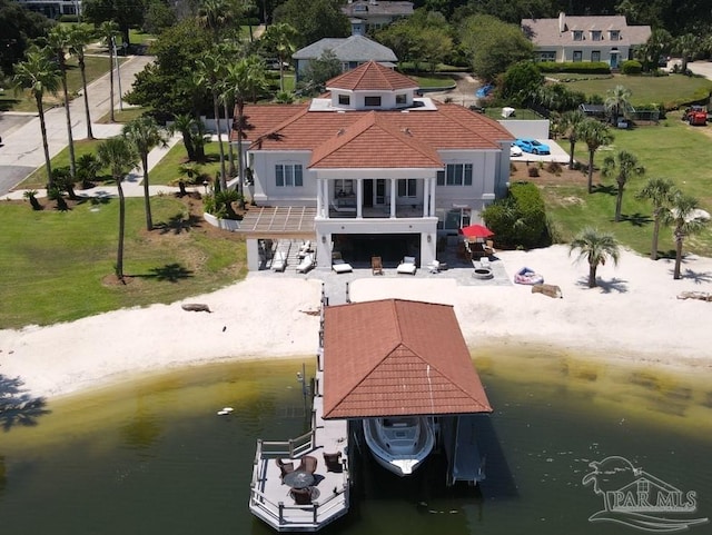 exterior space featuring a water view