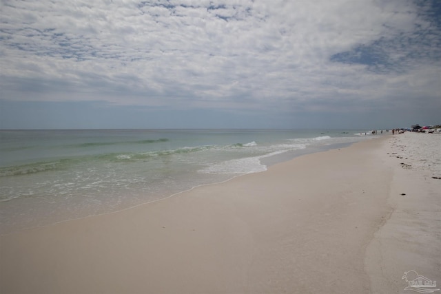 view of water feature featuring a beach view