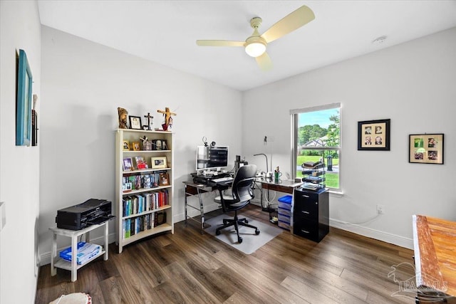 5379 Longhorn Trl, Gulf Breeze, FL 32563 - office featuring wood finished floors and ceiling fan